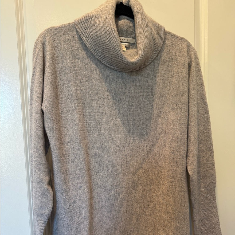 Max Studio Light Gray Cowl Neck Cashmere Sweater